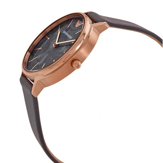 Emporio Armani Quartz Grey Dial Brown Leather Strap Watch For Women - AR11172 - Image 7